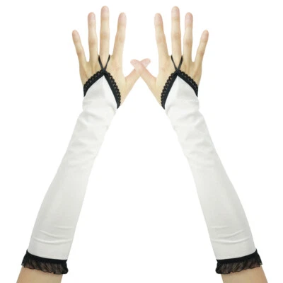 Guantes sin dedos de spandex blanco - graduación, boda, disfraces, fiesta, baile Foto 1 de 2