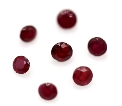 Red Color 7 Pcs Lot Natural Ruby Round Cut 0.73 Ct Tiny Size Setting Gemstone - Image 1 of 4