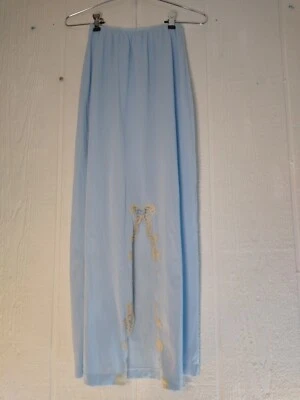 Vtg Sears The Doesnt Slip Women's S  Long Maxi Half Slip Blue Lace Slit Elastic - Image 1 of 4