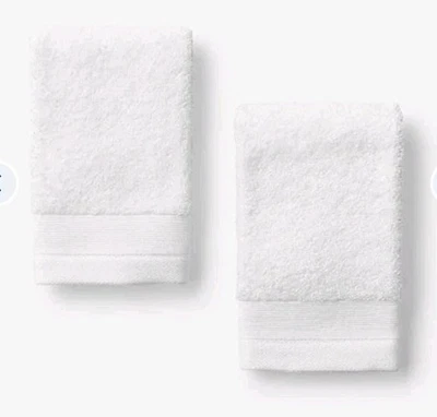 The Company Store - 100% Organic Cotton Washcloths, Set of 4 - White Portugal, N - Image 1 of 3