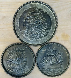 3 placas de pared decorativas de latón vintage de latón para veleros de Inglaterra Peerage - Imagen 1 de 11