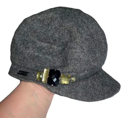 Gorra Betmar para mujer gorra de lana gris pedrería facetada talla única gorra de panadero Newsboy Foto 1 de 4