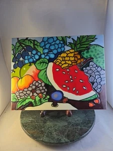 Handwerkliche Handarbeit Mosaik Kunst Fliesenarbeit gemischt Obst Melone & Beeren 14”x11” schwer - Bild 1 von 11