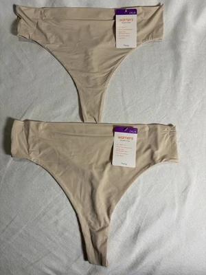 NUEVO Warners Tanga Suave Sobre Cintura Alta Tanga Paquete de 2 Panty Tanga Talla 2xlarg Foto 1 de 4