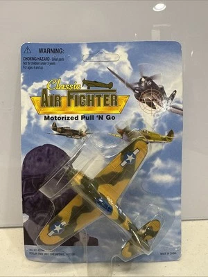 Classic Air Fighter Motorized Pull N Go Prop Plane War Toy Vintage Kids - Image 1 of 4