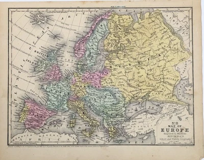 1852  EUROPE  Map ORIGINAL RUSSIA - GERMANY - PRUSSIA - ITALY - AUSTRIA - Image 1 of 3