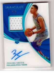 Zhaire Smith 18/19 Immaculate auto patch RC #140 SN #7/8 - Picture 1 of 2