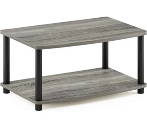 2 Tier Elevated Tv Stand French Oak Grey Black - Picture 1 of 6