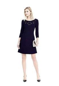 Banana Republic Embellished Crepe Dress, Preppy Navy SZ 12 NWT - Picture 1 of 5