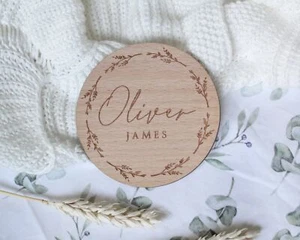 Personalised Baby Arrival Sign | Hello World My Name Is Sign l Engraved Baby Nam - Picture 1 of 9