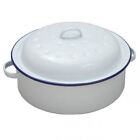 Enamel Oval Roaster With Lid Dish Roasting Pan Baking Serving Oven Casserol 26cm