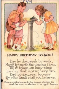 Postcard Happy Birthday To You Children Sun Dial - Picture 1 of 2