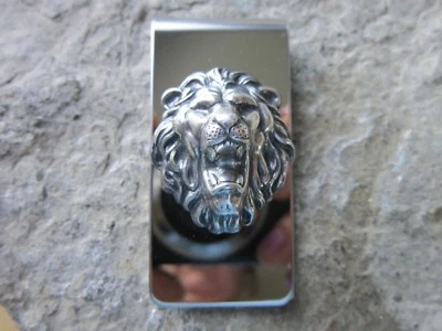 SILVER LION STAINLESS STEEL MONEY CLIP - FATHER'S DAY - AFRICA - LION'S HEAD, B - Image 1 of 4