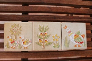 Ceramic Tile Sichenia Monogre's Duck Geese made in Italy 3 .25 x 3.25 ” Lot Of 3 - Picture 1 of 3