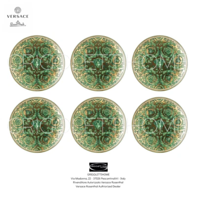 Versace Rosenthal - Guirnalda Medusa Verde - Juego de 6 Platos de Cena/Pan 17 Cm Foto 1 de 4