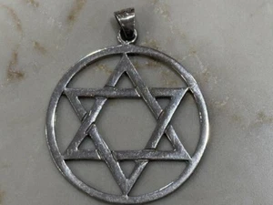Vtg Sterling Silver 925 Taxco Mexico Star Of David Necklace Pendant, 1.75" diame - Picture 1 of 2