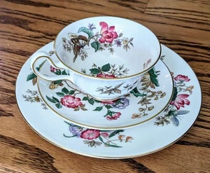 Charnwood (Bone) By Wedgewood Peony Cup & Saucer Set, Gold Trim - Picture 1 of 4