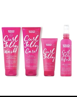 Umberto Giannini Curl Jelly Scrunching Jelly, Vegan Cruelty Free Frizz Gel set 4