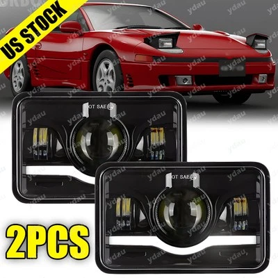 2Pcs 4X6" LED Headlights Red Angle eyes High-Low Beam Kit For Mitsubishi 3000GT - Image 1 of 4