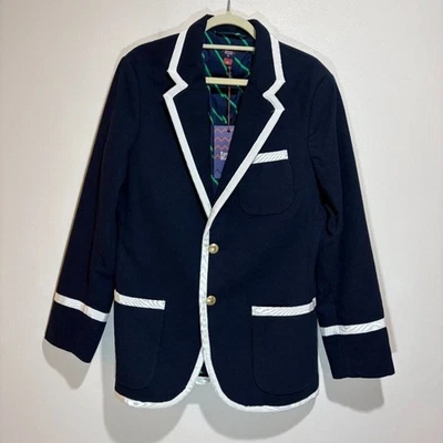 Blazer de Remo Target Para Hombres M Azul Marino Blanco Borde Preppy Blazer Náutico Botón Foto 1 de 4