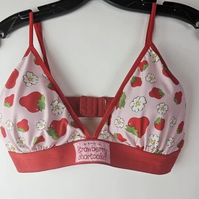 Lindo sujetador lencería bralette floral rojo rosa grande Strawberry Shortcake para mujer Foto 1 de 4
