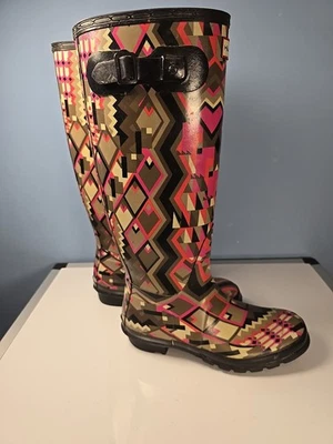 HunterHunter Women's Original Hoxton Tall Wellies Multi Coloured Geometric UK 7  - Image 1 of 4