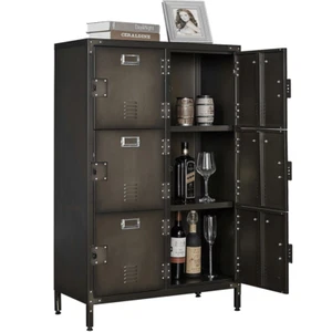 Vintage Metal Storage Cabinet 47.3H Industrial Steel Locker Cabinet with 6 Doors - Picture 1 of 11