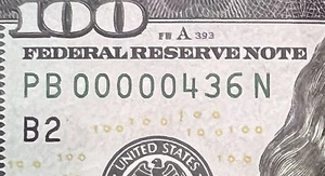 2017a $100 Fancy Low 3 Digit Serial Number PB00000436N Crisp Uncirculated - Picture 1 of 4