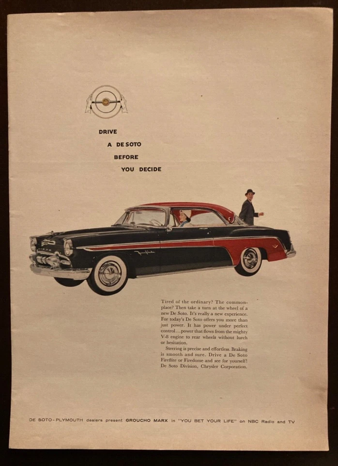1955 PLYMOUTH DE SOTO FIREFLITE Full Page color Time Magazine Print Ad - Image 1 of 1