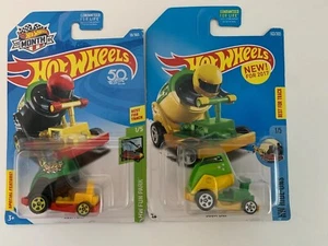 2 X Hot Wheels,1 Ride-Ons & 1 Fun Park Both Boom Cars Red& Green Car Long Cards. - Picture 1 of 1