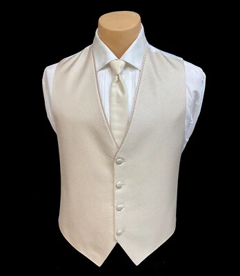 Men's Flow Formals Nude Tuxedo Vest & Tie Off White Ivory Wedding Prom Groom - Image 1 of 3