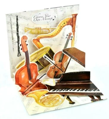 Classical Music All Occasion Greeting Card 3D Pop Up Card Up With Paper  - Image 1 of 4