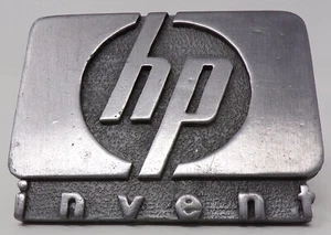 Hewlett Packard HP Invent Pewter Logo Sign Desk Stand Paperwight - Picture 1 of 8