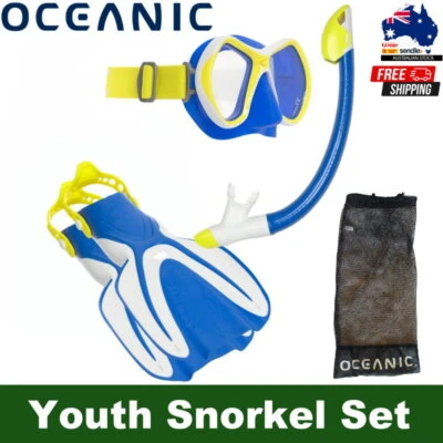 OCEANIC Youth Kids Snorkeling Set - Mask, Dry Top Snorkel, Fins & Mesh Gear Bag - image 1 of 4