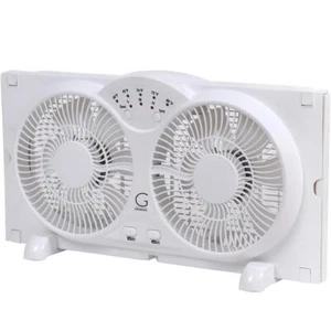 GENESIS Twin Window Fan Adjustable Thermostat Reversible Airflow 24 in. Wide - Picture 1 of 7
