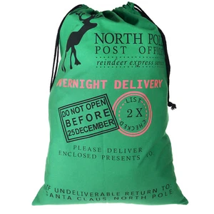 TRIXES Santa Sack Christmas Reindeer Post Office Draw String Present Bag Colours - Picture 1 of 21