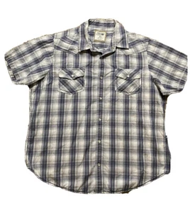Camisa Occidental Urban Pipeline Para Hombre XL Azul Tartán Cuadros Perla A Presión Manga Corta - Imagen 1 de 12