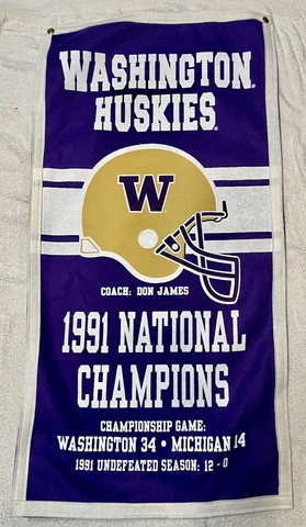 Washington Huskies Football NCAA  National Championship Banner Cover