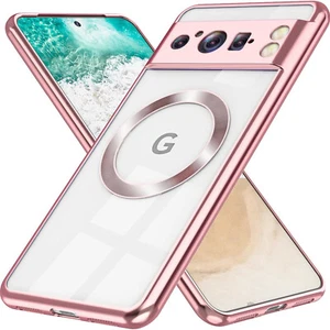 Fr Google Pixel 8 Pro Electroplated Slim Thin Clear Cover Mag Safe Magnetic Case - Picture 1 of 11