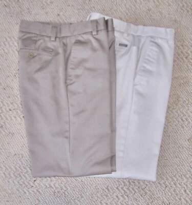 2 Пара подростков мальчиков Izod American Chino Slim Fit брюки - новый размер 29 x 30 белый/коричневый - Изображение 1 из 4