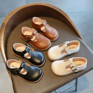 Girls Kids School Mary Jane Shoes Toddlers Fashion Casual Soft Leather Shoes New - Picture 1 of 16