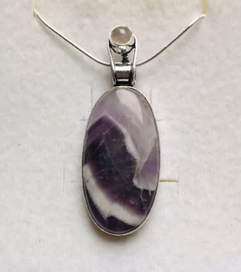 Stunning Amethyst Lace 925 Silver Pendant & 925 Silver Chain - Picture 1 of 1