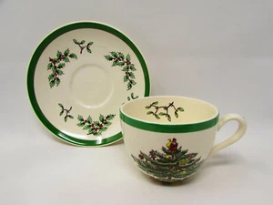 Christmas Tree (Green Trim) by Spode Green Trim TreeToys Saucer & Flat Cup B180 - Picture 1 of 2