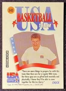 Tarjeta de entrenador de baloncesto Chuck Daly 1992 olímpico de EE. UU. para hombre Dream Team Skybox #540 - Imagen 1 de 2