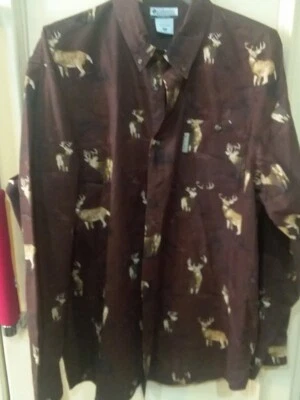 RIVER LODGE,COLUMBIA SPORTSWEAR,MENS' STAG DEER SHIRT,LONG SLEEVE, XXL - Image 1 of 4