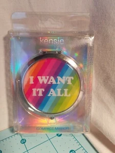 Marca Kensie - Espejo compacto redondo arco iris - Lee "Lo quiero todo" - Nuevo - Imagen 1 de 12