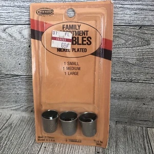 Vintage Penn 3 verschiedene Fingerhüte Nickel Platten Größe klein, mittel und groß - Bild 1 von 4