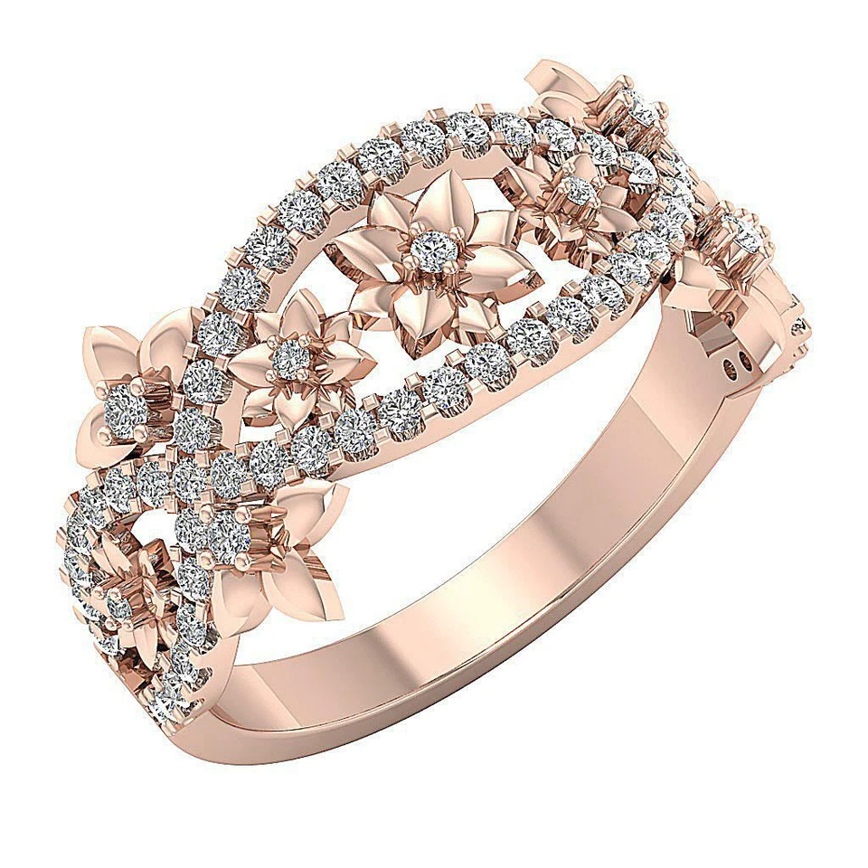 Prong Set SI1 G 0.65 Ct Genuine Diamond Anniversary Ring 14K Solid Gold 11.20MM - Image 1 of 1