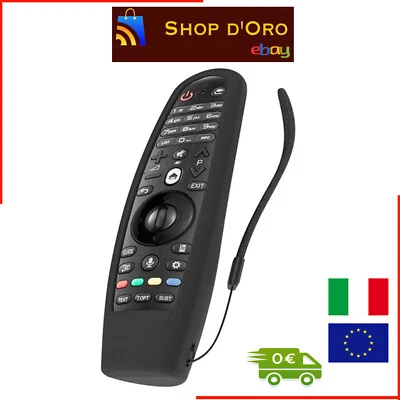 COVER CUSTODIA NERA TELECOMANDO PER LG SMART TV PROTETTIVA SILICONE +CINTURINO