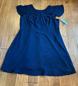 London Times Rüschenärmel einfarbig marineblau Damenkleid Übergröße 24 W - Bild 1 von 2